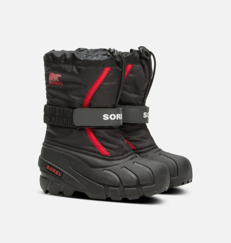 Kids Snow Boots Black/Red - Sorel Childrens Flurry™ - 738-CIXLHV